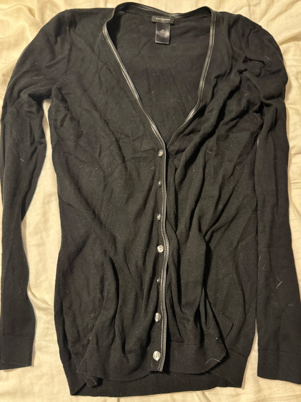 Ann Taylor women’s Black Long-Sleeve Button-Down cardigan